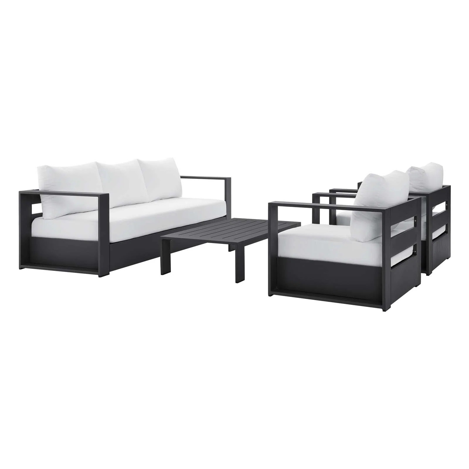 Modway Tahoe Outdoor Aluminum 4-piece Conversation Set with Coffee Table | Wayfair North America