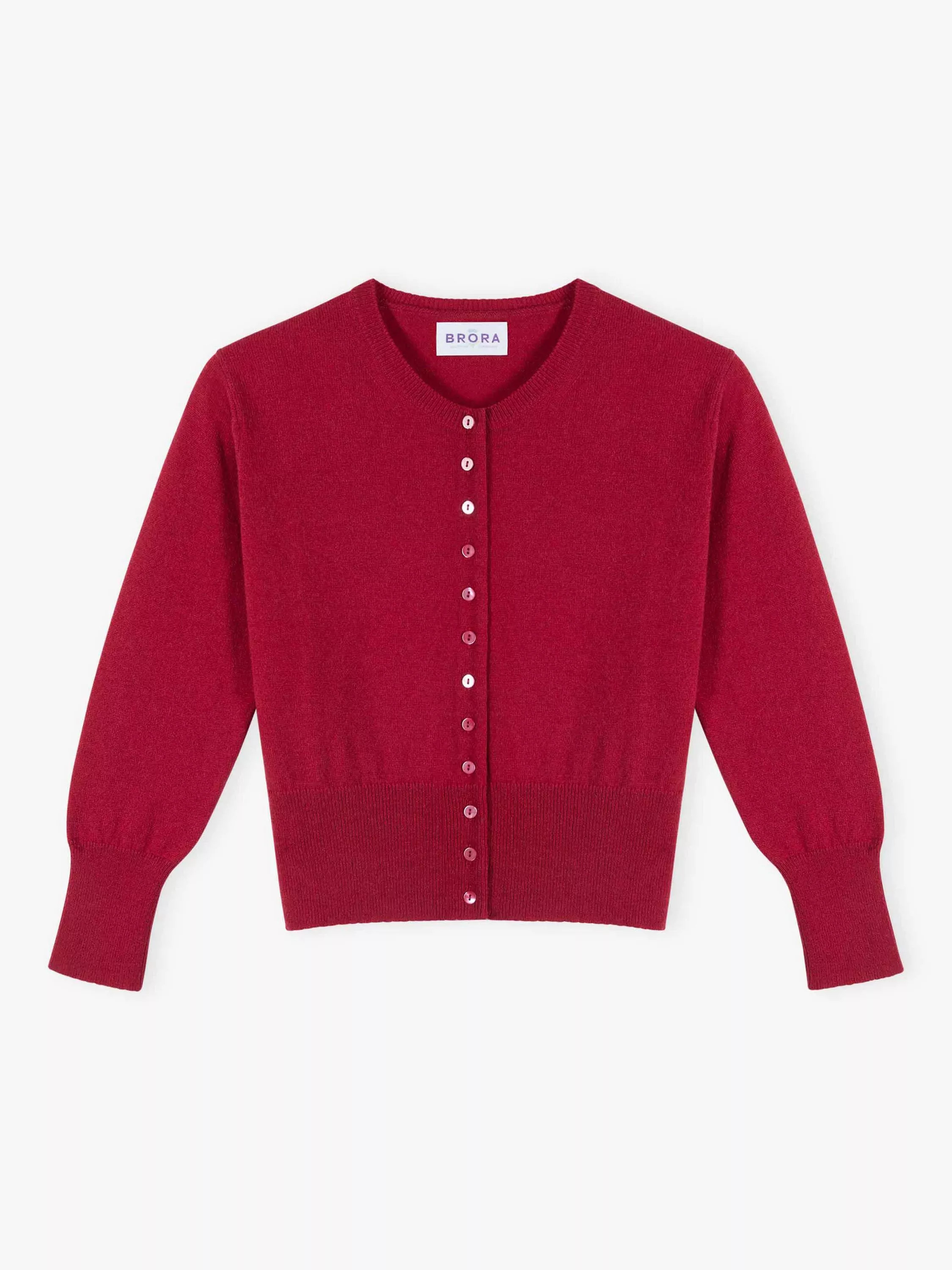 Brora Cropped Pure Cashmere Cardigan, Garnet | John Lewis (UK)
