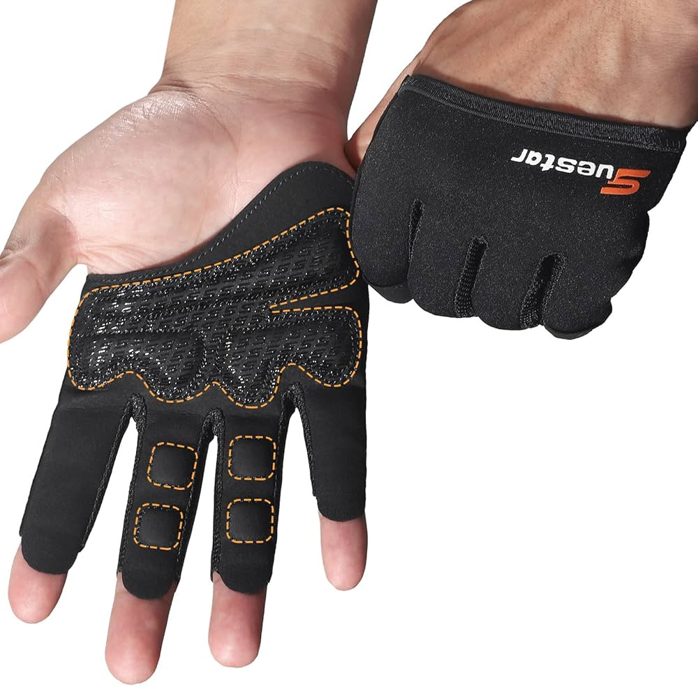 Amazon.com : SueStar Partial Weight Lifting Gloves, 3/4 Finger Workout Gloves for Men Women, Full... | Amazon (US)