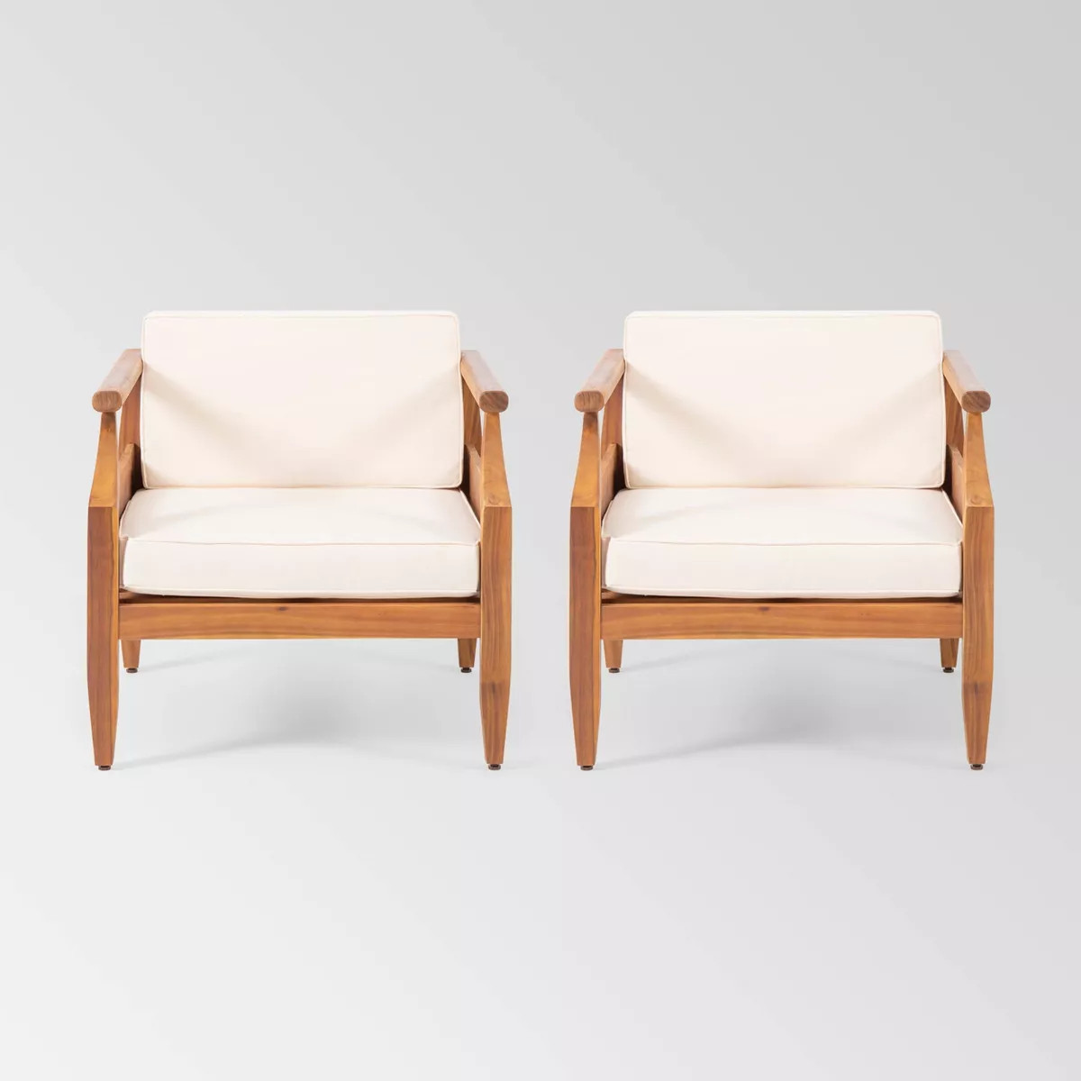 Aston 2pk Acacia Wood Mid-Century Modern Club Chairs: Weather-Resistant Patio Seating - Christoph... | Target