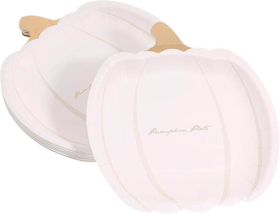 Luxshiny 20pcs Paper Pumpkin Plates, 7 Inch Pumpkin Party Dinner Plates Thanksgiving Harvest Fall... | Amazon (US)