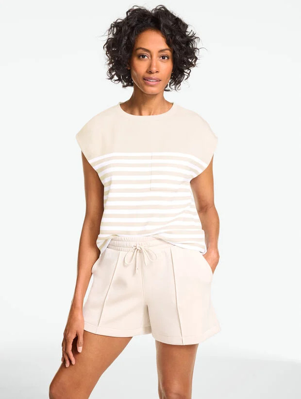 AirKnit Stretch Crewneck Pocket Tee - Stripe | Talbots