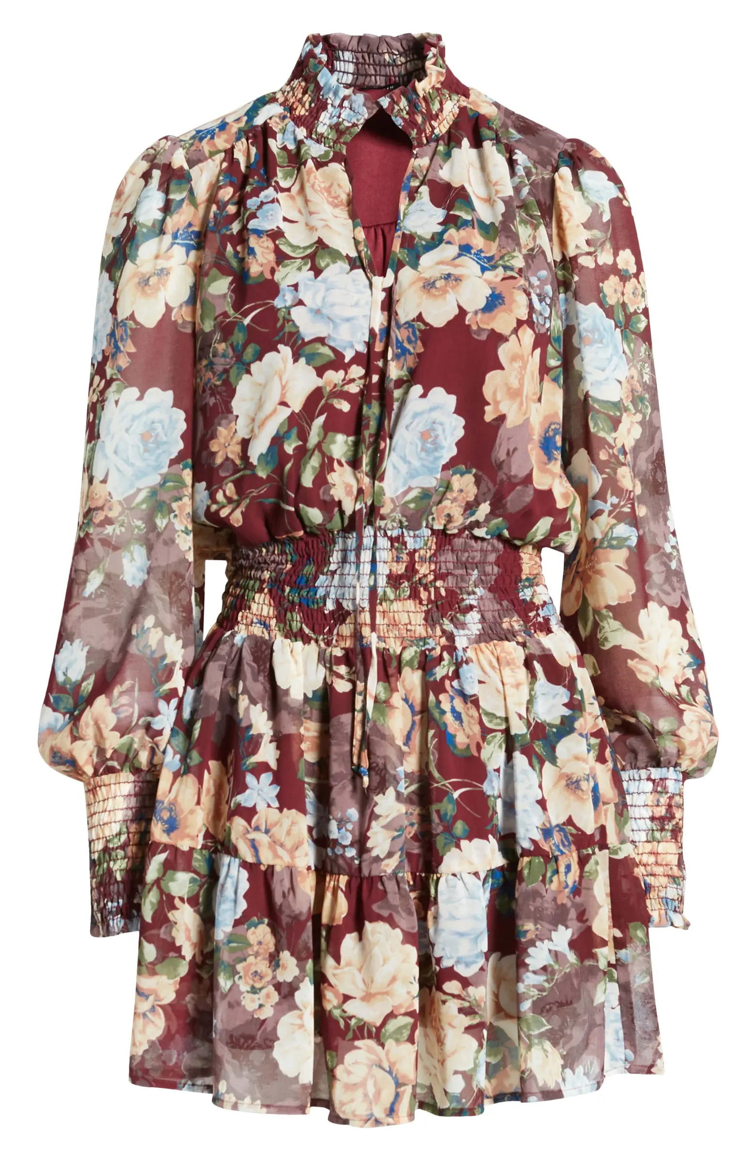 Floral Print Long Sleeve Minidress | Nordstrom