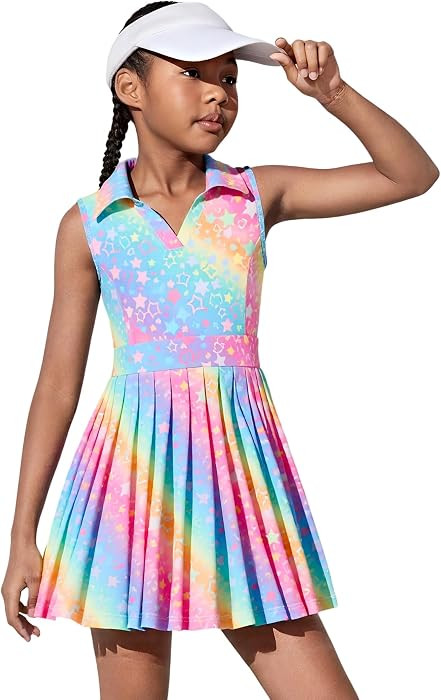 JiAmy Girls Tennis Dress Sleeveless Golf Outfits Polo Pleated Dresses | Amazon (US)