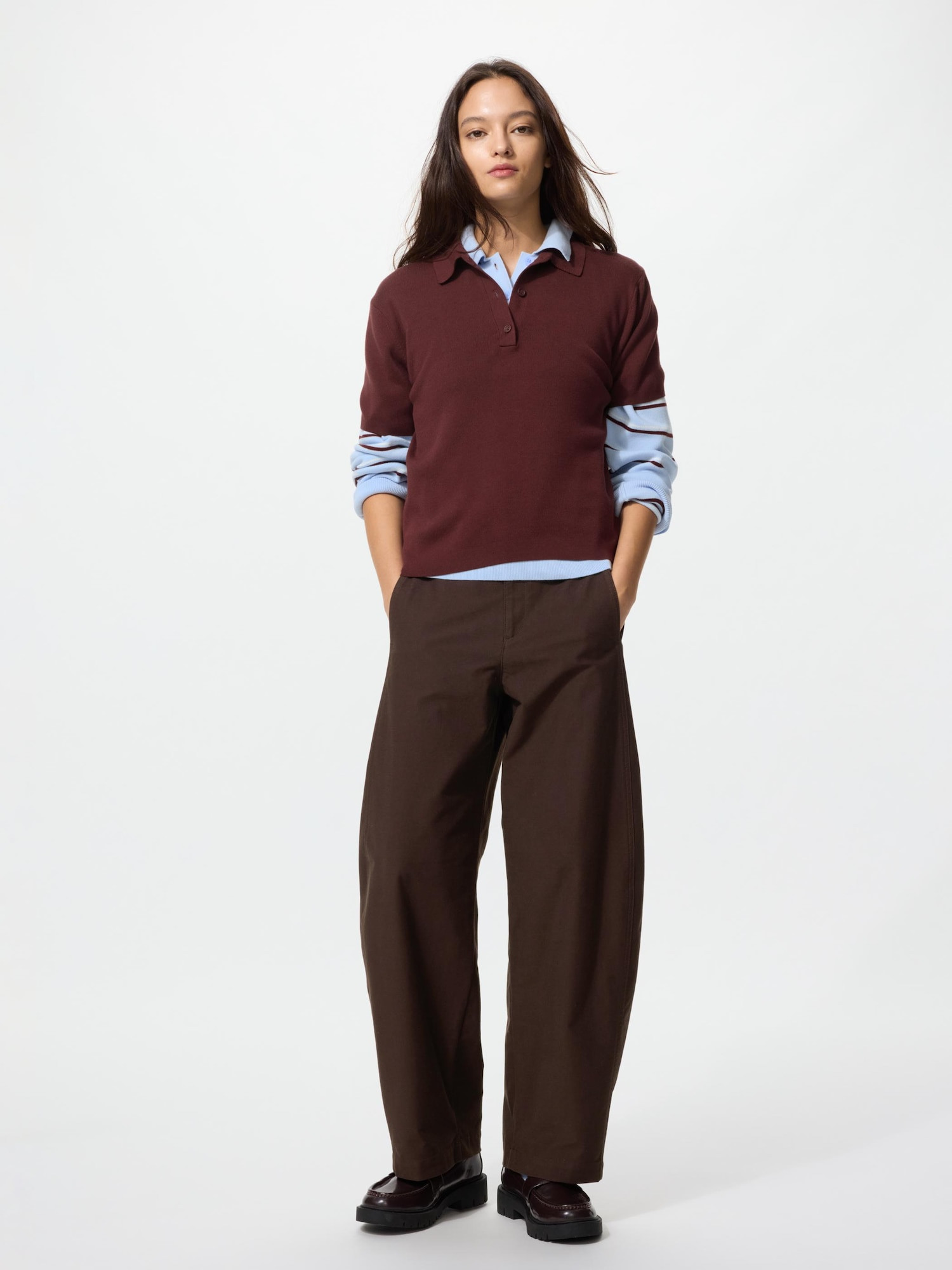 UNIQLO Women's Jersey Barrel Pants, Dark Brown, Large | UNIQLO (US)