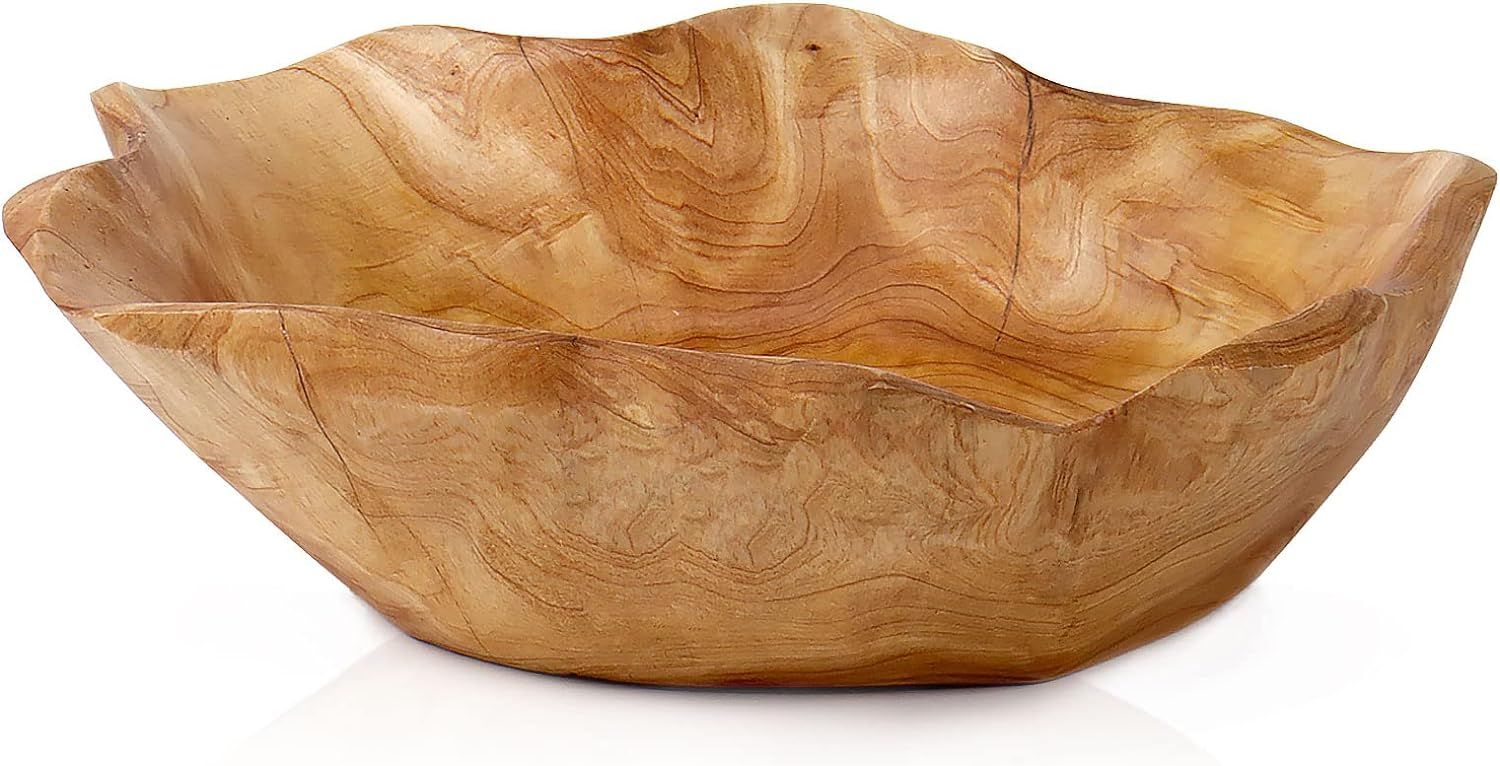 Irregular Wooden Bowls for Decor, Unique Hand Carved Decorative Farmhouse Wooden Fruit Bowls, Lar... | Amazon (US)