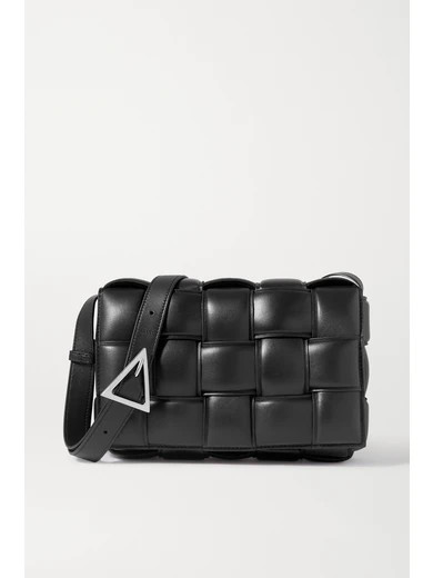 Bottega Veneta - Cassette Padded Intrecciato Glossed-leather Shoulder Bag - Black | NET-A-PORTER (US)