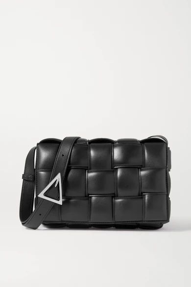 Bottega Veneta - Cassette Padded Intrecciato Glossed-leather Shoulder Bag - Black | NET-A-PORTER (US)