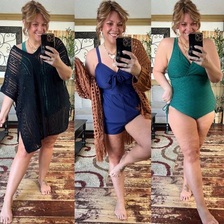 Full coverage swimsuits for mid and plus size gals - size 14/16 in everything including the crochet cover ups 

#LTKplussize #LTKover40 #LTKswim