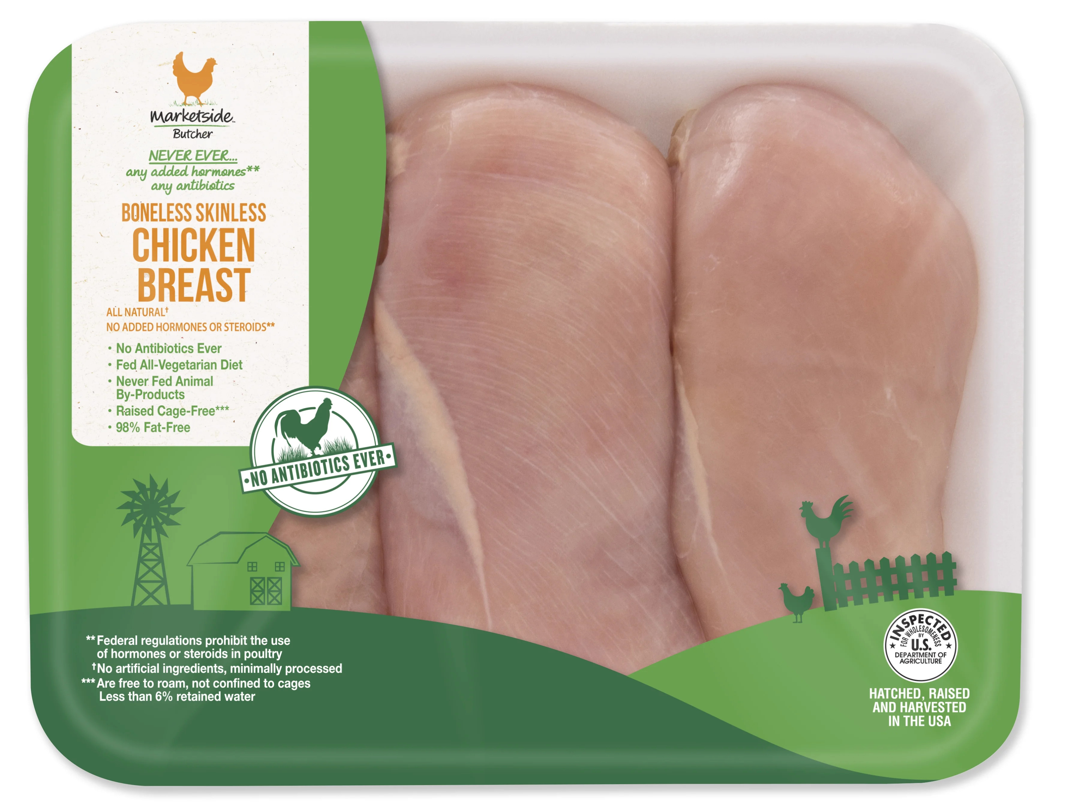 Marketside Antibiotic-Free Boneless Skinless Chicken Breasts, 1.3 - 3.0 lb | Walmart (US)