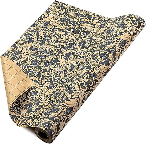 RUSPEPA Kraft Wrapping Paper Roll - Mini Roll - Navy Floral Pattern Great for Birthday, Party, We... | Amazon (US)