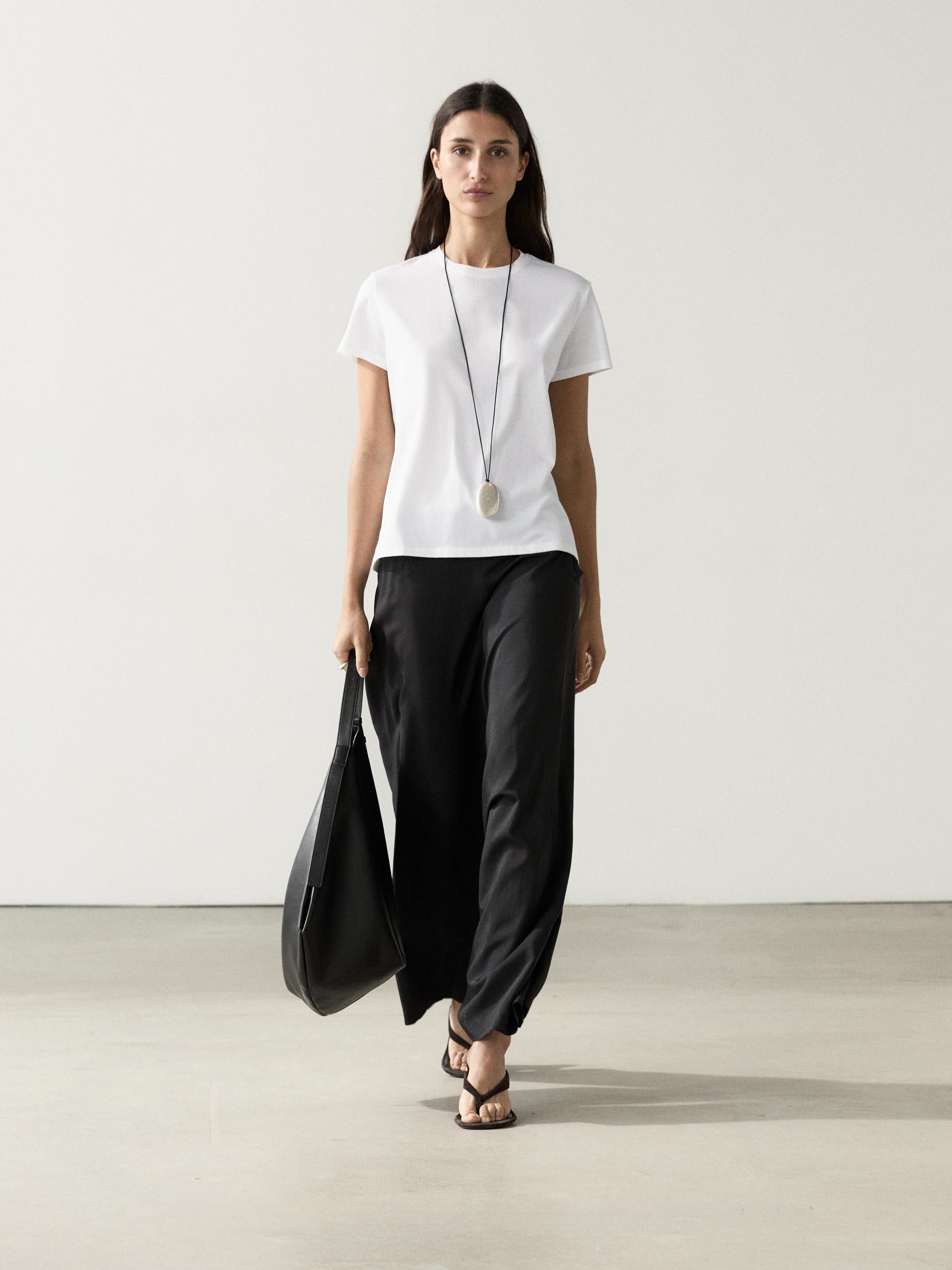 100% cotton short sleeve knit T-shirt | Massimo Dutti US