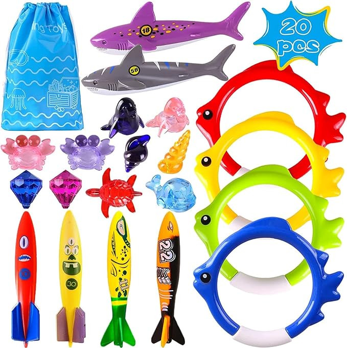 Summer Pool Diving Swimming Toys for Kids, Fun Swim Games Sinking Set, Underwater Dive Gifts with... | Amazon (US)