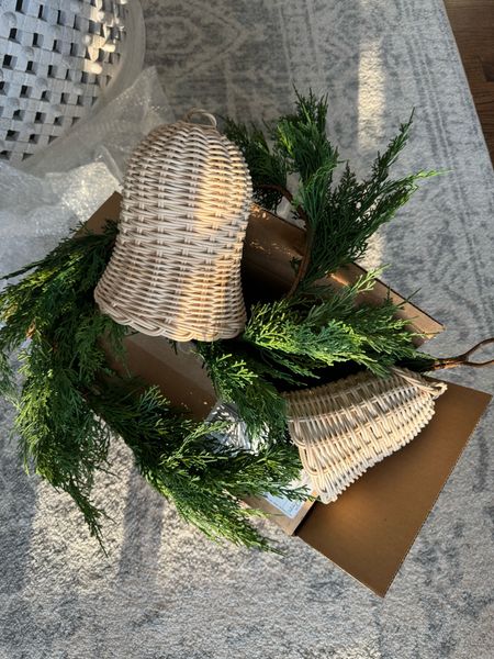 Studio McGee faux cedar holiday garland, and wicker jingle bells! Perfect for Christmas decorating  

#LTKHoliday #LTKSeasonal #LTKfindsunder100