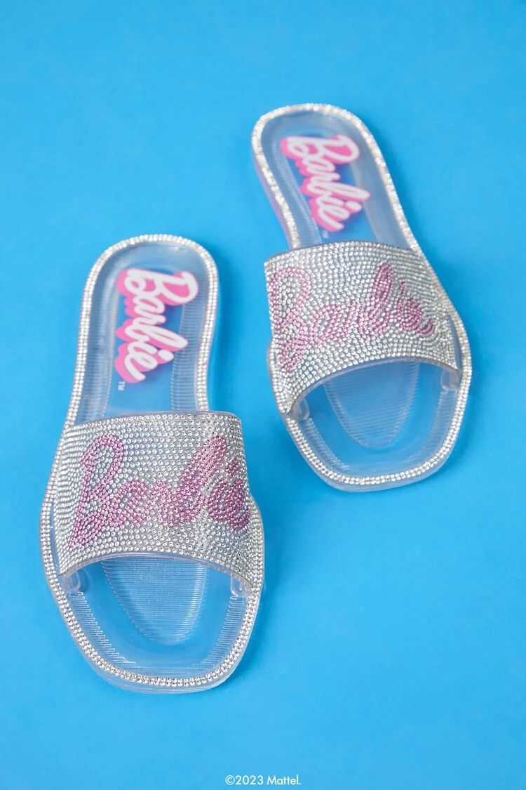 Women's Barbie Rhinestone Jelly Slides in Clear, 7 | Forever 21 (US)