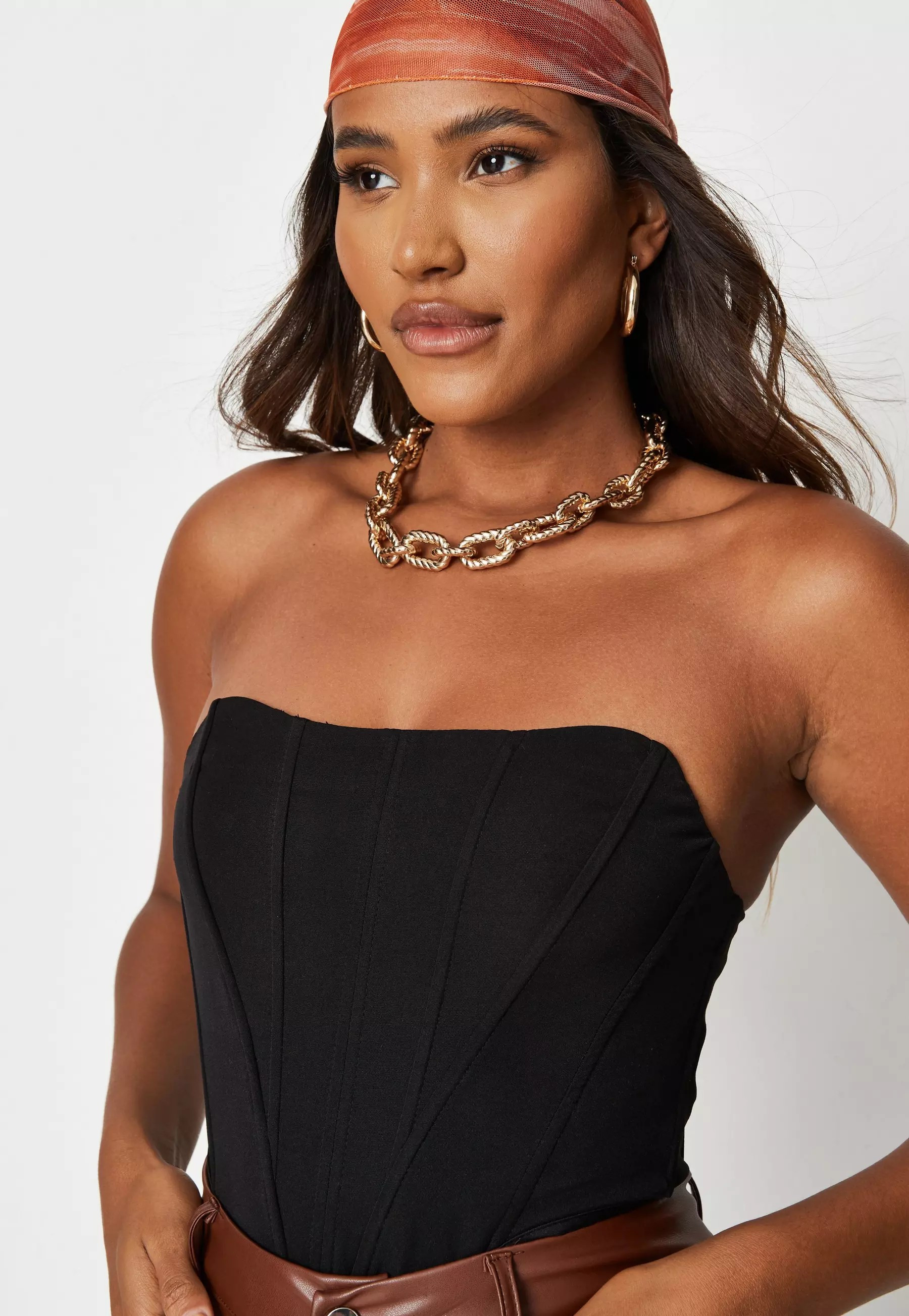 Black Bandeau Corset Top | Missguided (US & CA)