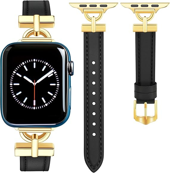 Luxury Leather Bands Compatible with Apple Watch Band 38mm 40mm 41mm Women,Designer Dressy Leathe... | Amazon (US)
