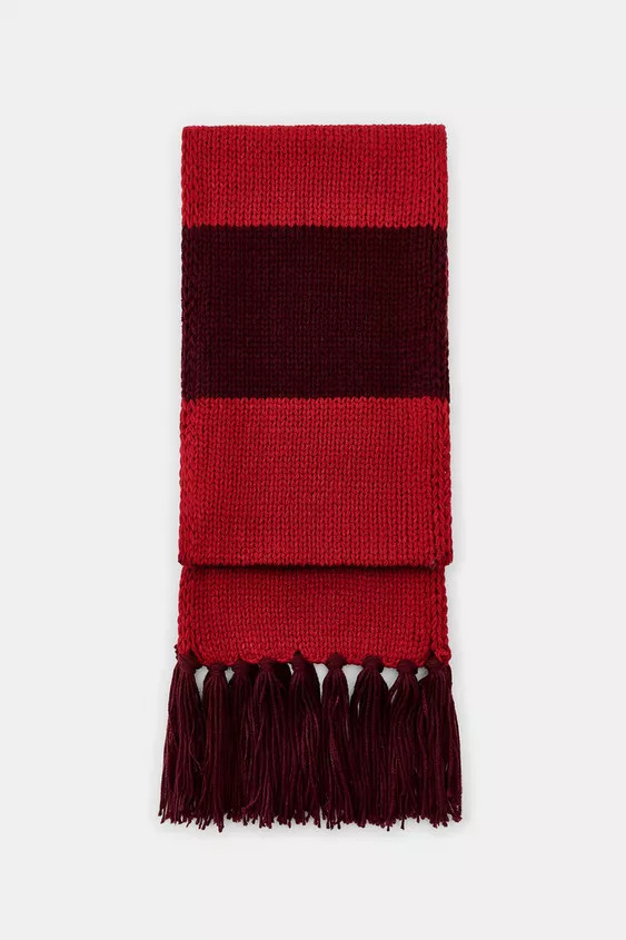 STRIPED KNIT SCARF WITH FRINGING | Zara UK