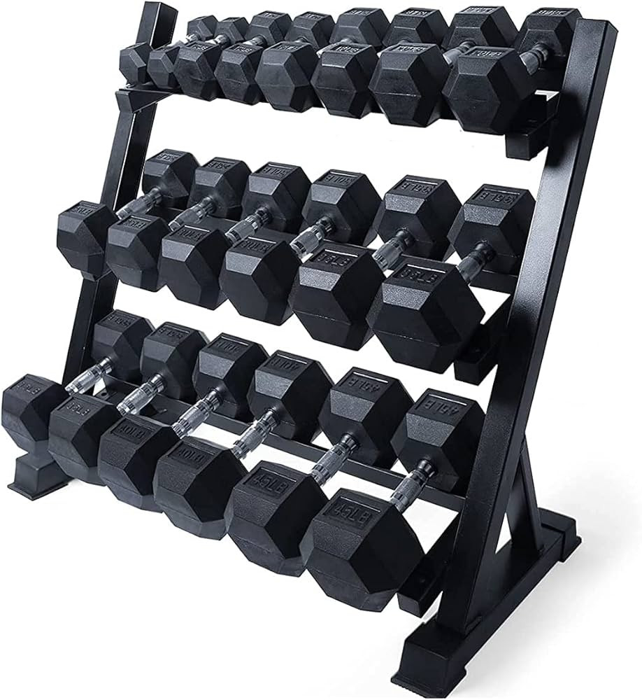 RITFIT 300/350/450/200/210 LB Rubber Hex Dumbbells Set with Optional Dumbbell Rack, Multi Weight ... | Amazon (US)