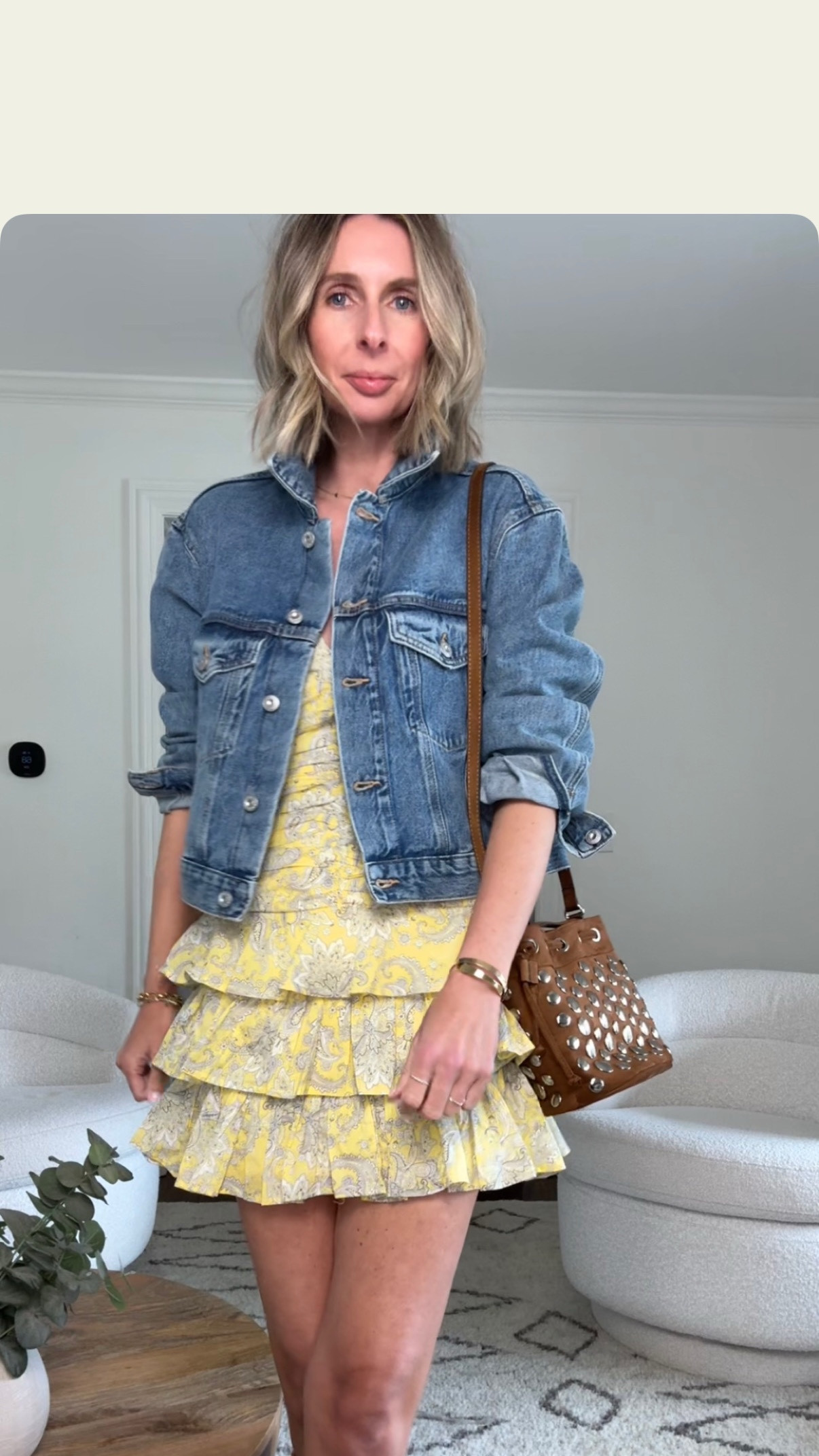 this dress!! it’s gonna go fast!! i love this butter yellow with the paisley print. 💛 would love to know which look you prefer? the more simple, classic vibe….or, the festival chic / country concert look? 🤔 

wearing size small dress, large denim jacket. 


country concert, festival outfit, everyday style, summer dress, butter yellow, effortless style, easy style. 


#LTKWatchNow #LTKFestival #LTKFindsUnder50