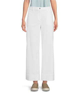 Eileen Fisher Stretch Garment-Dyed Organic Cotton Wide-Leg Pants | Dillard's | Dillard's