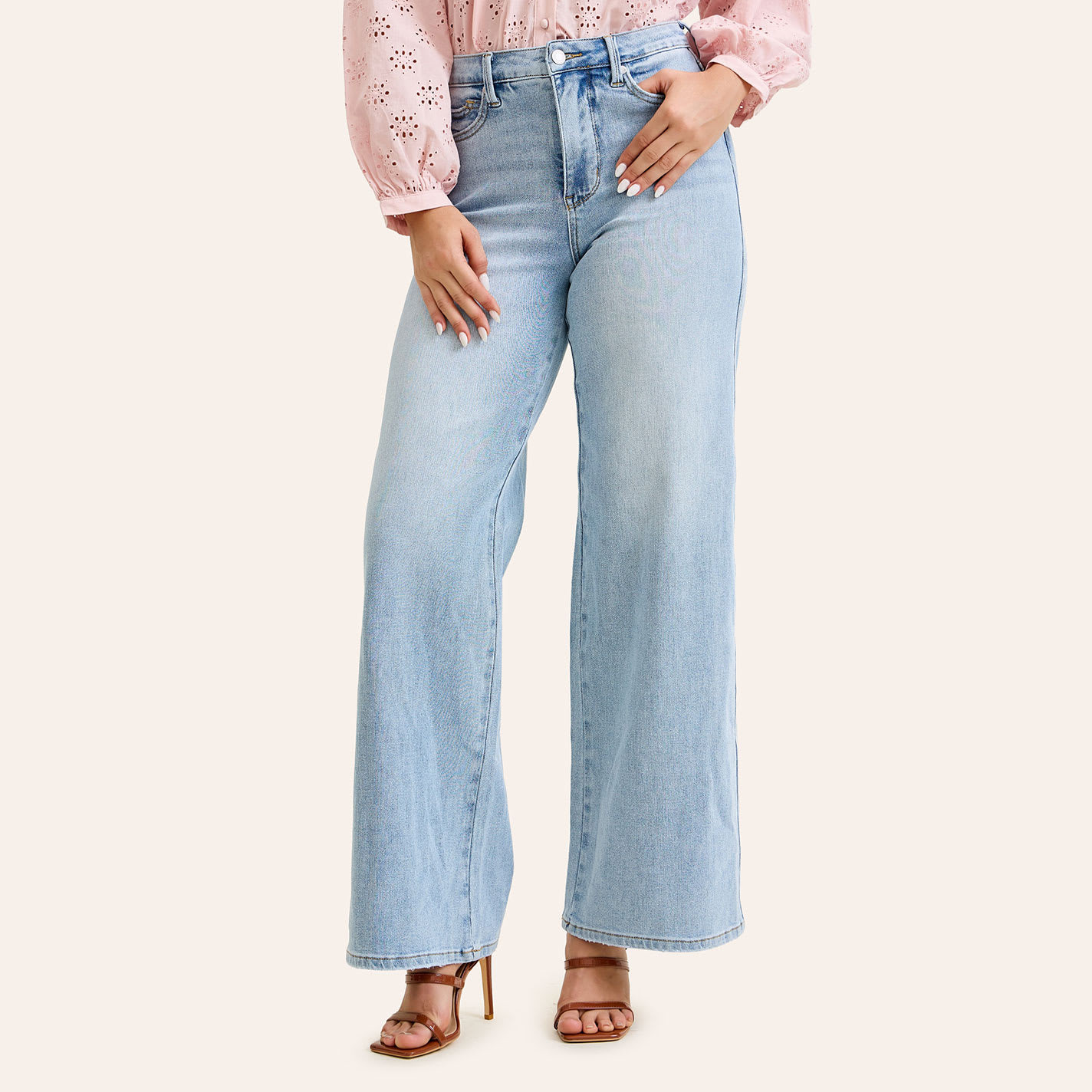 Judy Blue Women's Light Wash High Rise Tummy Control 33" Retro Wide Leg Jeans - 1xR - From Cavender's | Cavender's