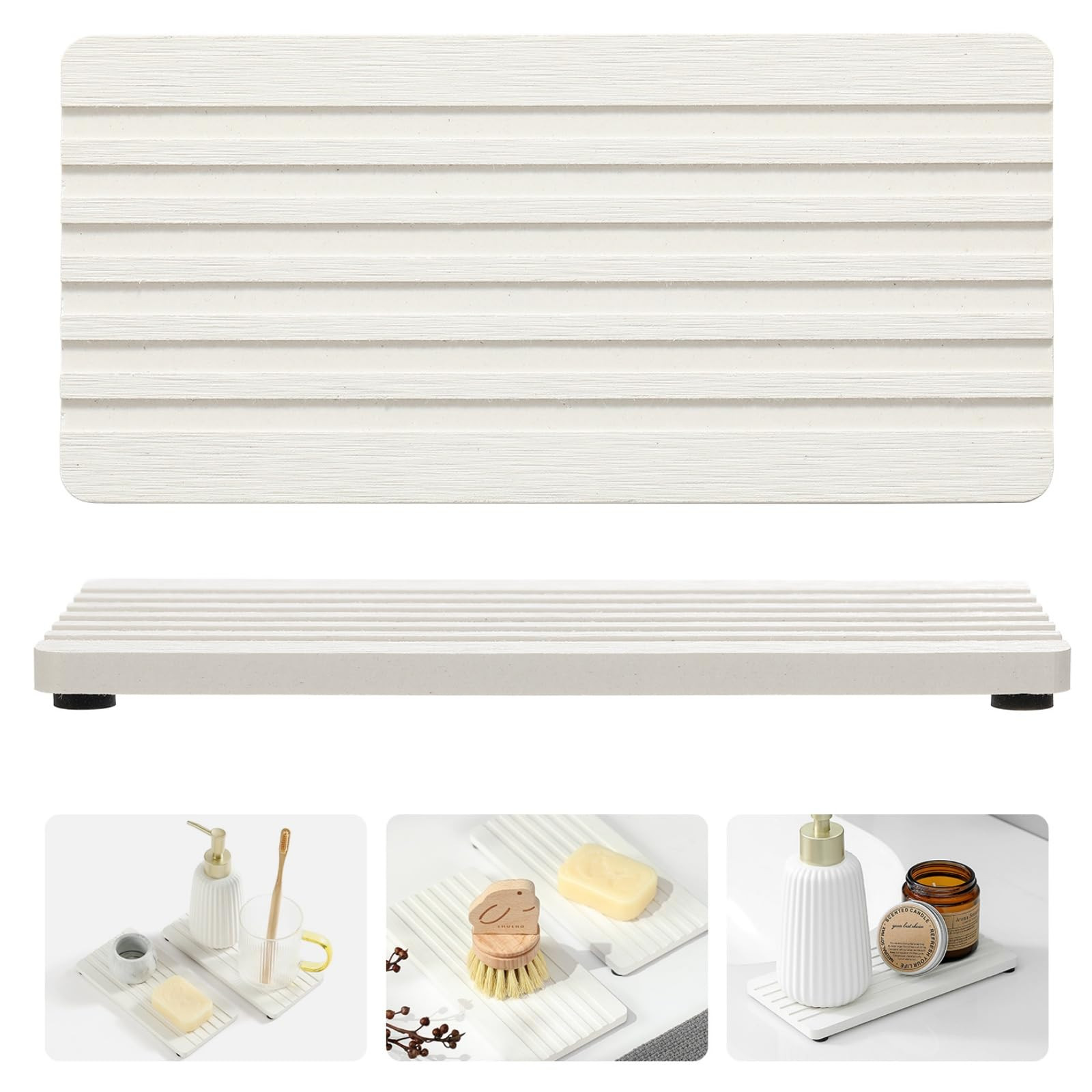 2PCS Diatomite Quick Stone Drying Tray Mat for Bathroom & Kitchen Counter, Instant Dry Water Abso... | Amazon (US)