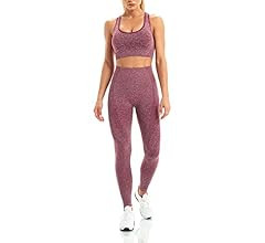 WodoWei Women 2 Piece Workout Outfits Sports Bra Seamless Leggings Yoga Gym Activewear Set | Amazon (US)