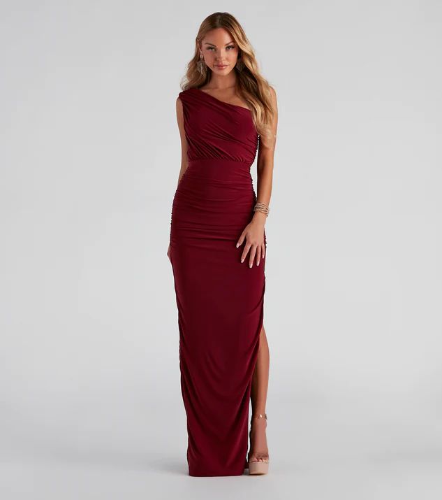 Adora Formal One-Shoulder Ruched Dress | Windsor Stores