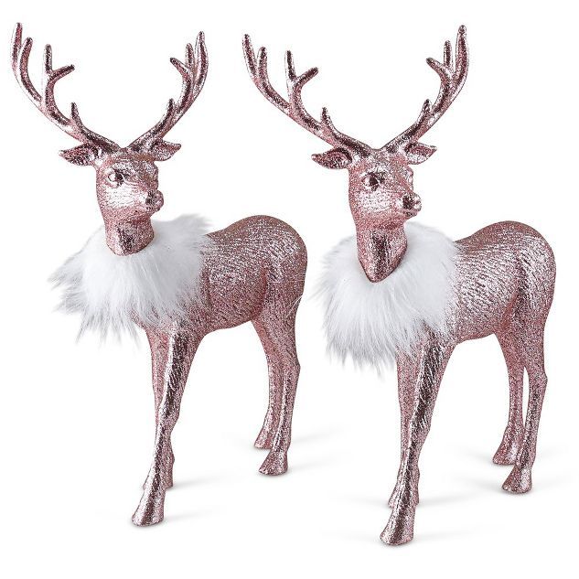 Ornativity  Glitter Christmas Reindeer - Rose Gold - Pack of 2 | Target