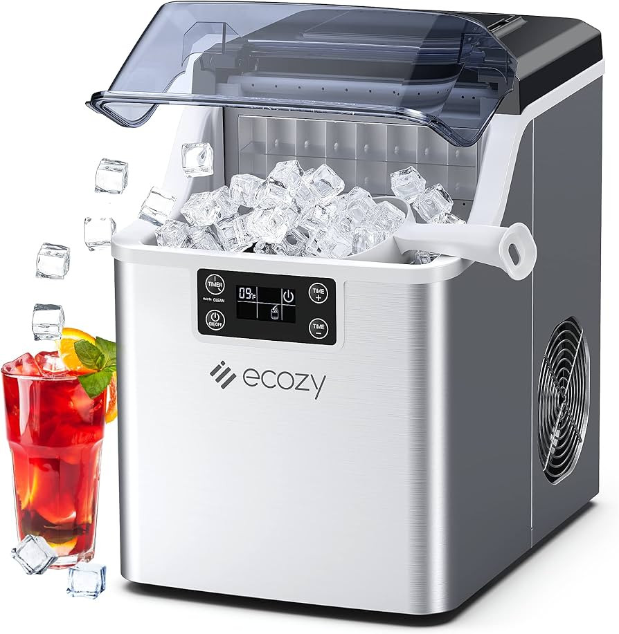 ecozy Countertop Ice Makers, 45lbs Per Day, 24 Cubes Ready in 13 Mins, Stainless Steel Housing, A... | Amazon (US)