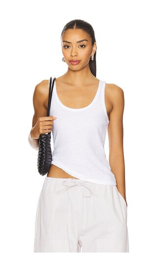 LESET Laura Scoop Neck Tank in White. - size S | Revolve Clothing (Global)