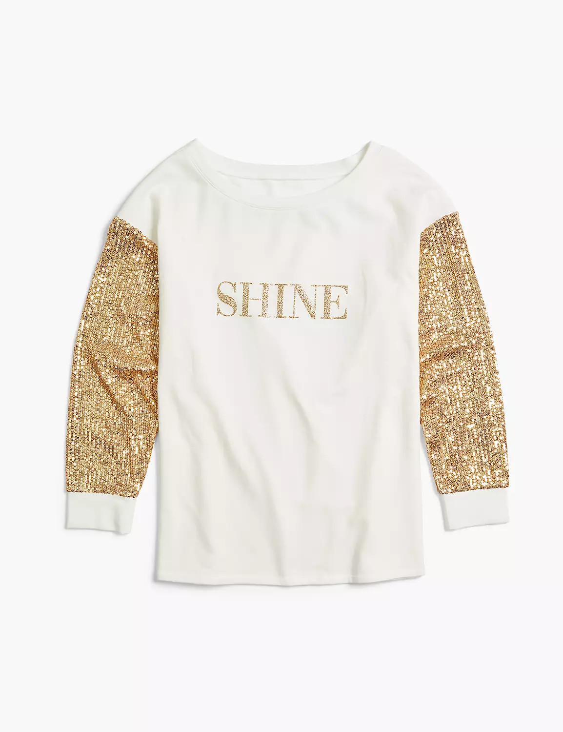 Classic Sequin-Sleeve Boatneck Shine Graphic Sweatshirt | LaneBryant | Lane Bryant (US)