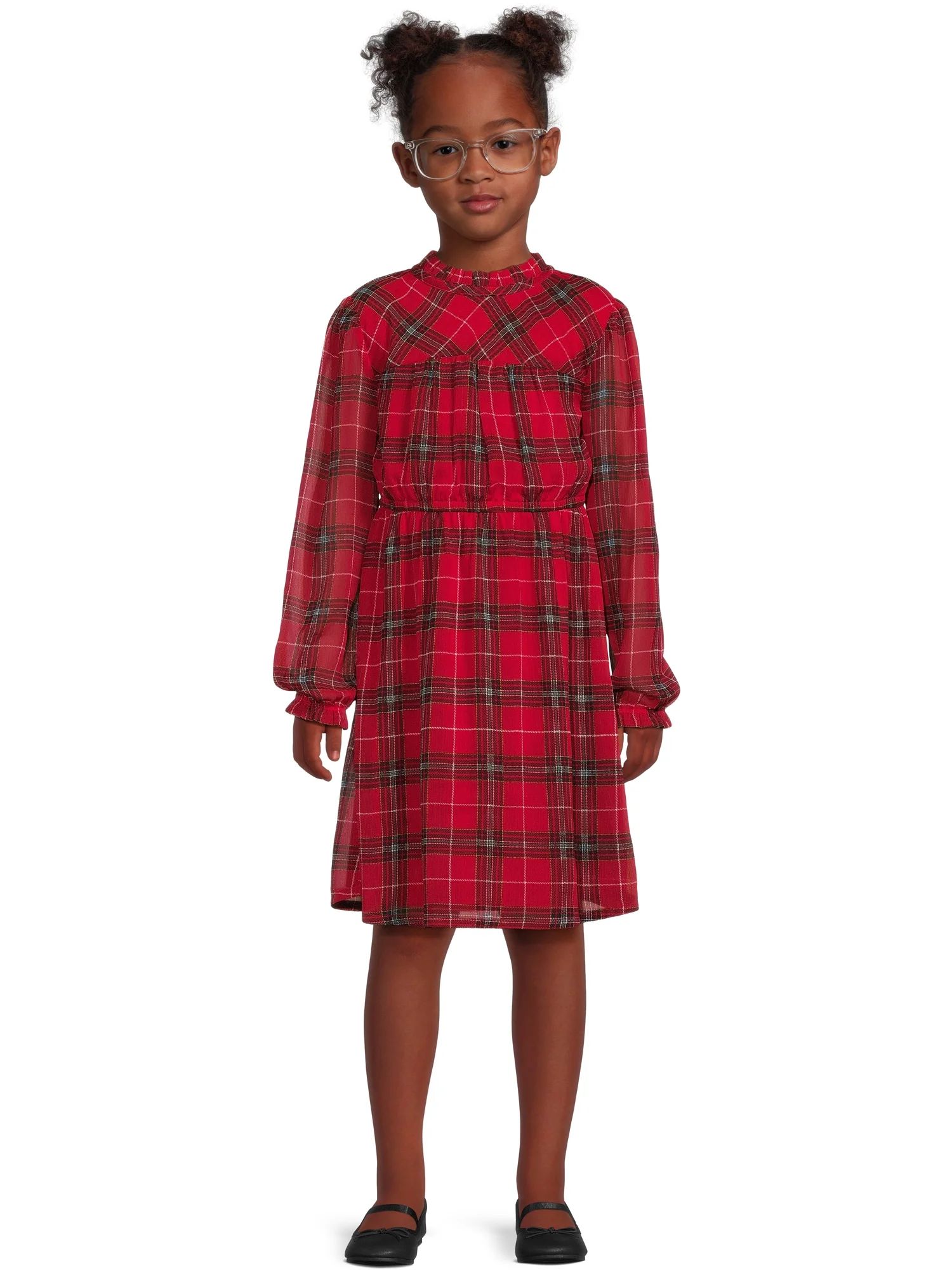 Wonder Nation Girls Chiffon Peasant Dress, Sizes 4-18 & Plus - Walmart.com | Walmart (US)