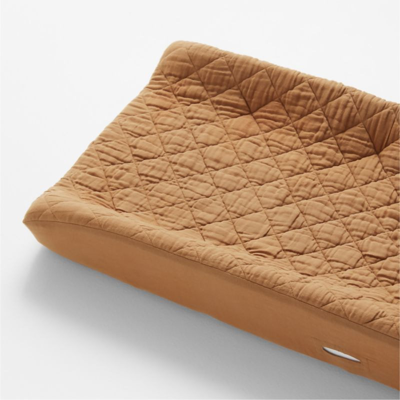 Supersoft Brulee Brown Organic Cotton Gauze Baby Changing Pad Cover + Reviews | Crate & Kids | Crate & Barrel