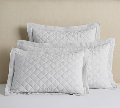 Belgian Flax Linen Diamond Quilted Sham | Pottery Barn (US)