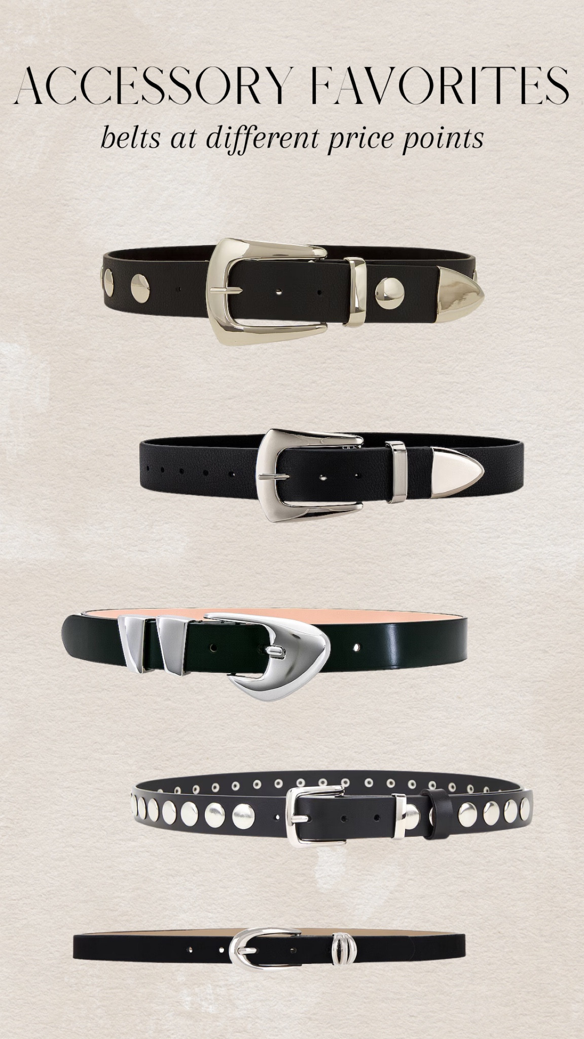 Belts at different price points 