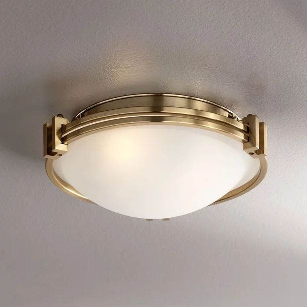 Possini Euro Design Modern Art Deco Ceiling Light Flush Mount Fixture Warm Brass 12 3/4" Wide Sat... | Walmart (US)