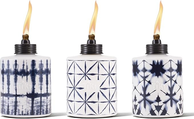 TIKI Glass Tie-Dye Tabletop Torches, 3-Pack – Decorative Outdoor TIKI Torches for Patio, Backya... | Amazon (US)