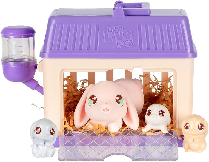 Little Live Pets Bunny Mini Interactive Live Pet Toy Set, Hutch Animal Playset with 3 Surprise Ba... | Amazon (US)