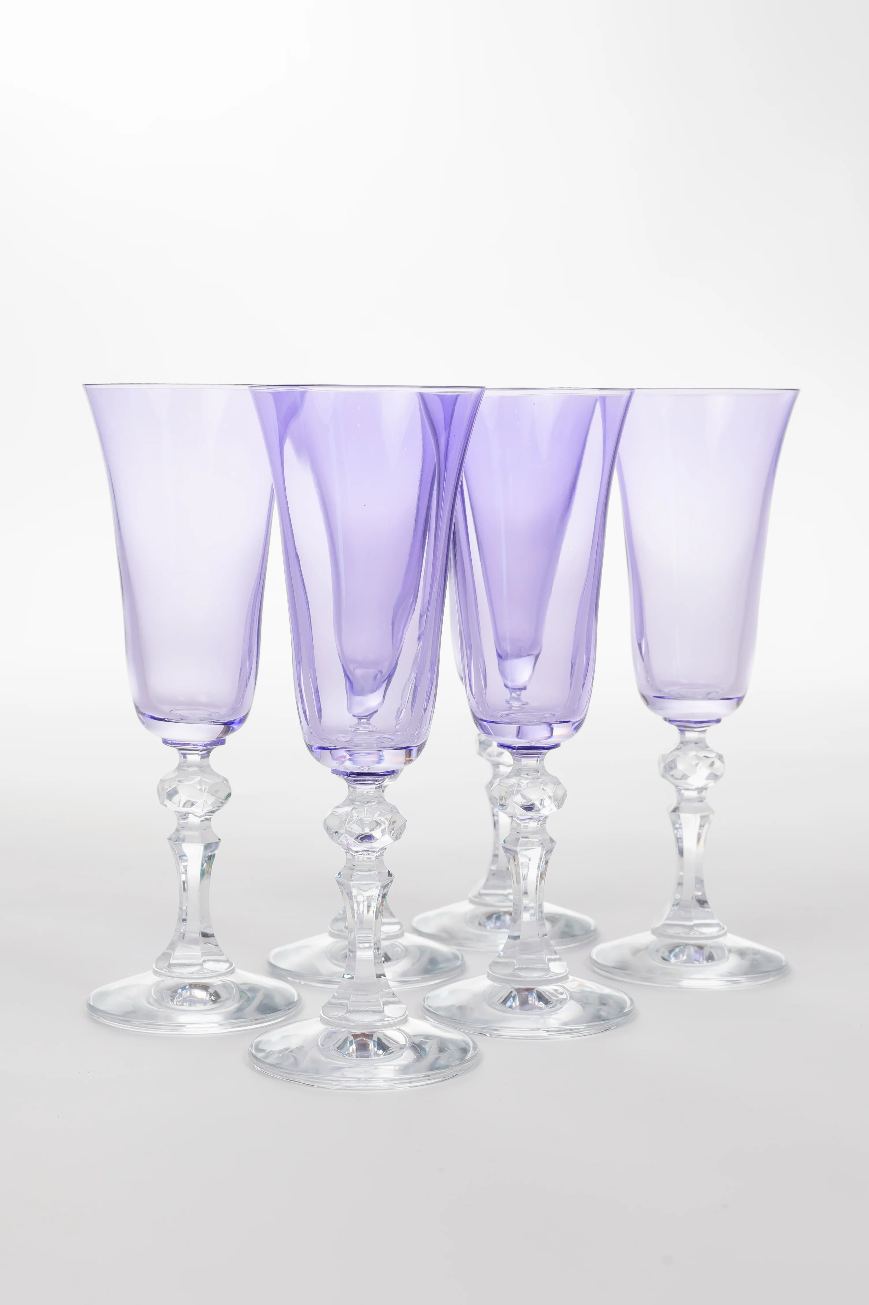 Estelle Colored Regal Flute With Clear Bottom - Set of 6 {Lavender} | Estelle Colored Glass