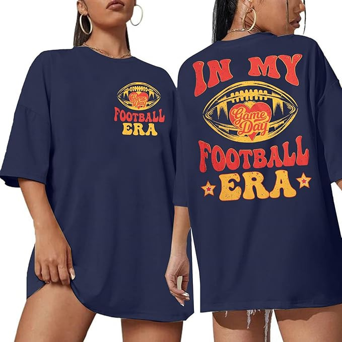 Football Shirts for Women in My Football Era Tshirt Game Day Shirt Oversized Graphic Tee Casual S... | Amazon (US)