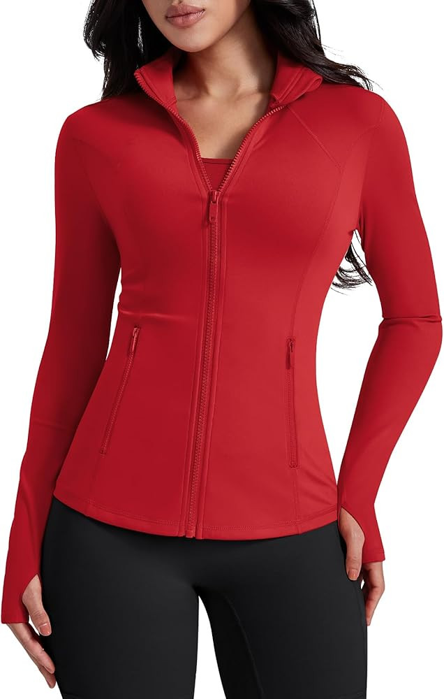 AVGO Womens Workout Jackets Lightweight Athletic Zip Up Jacket Slim Fit Running Gym Top with Pock... | Amazon (US)