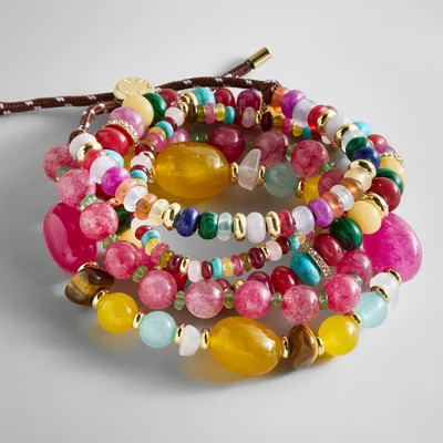 Darcy Semi-Precious Beaded Bracelet Set - Burgundy Multi | BaubleBar