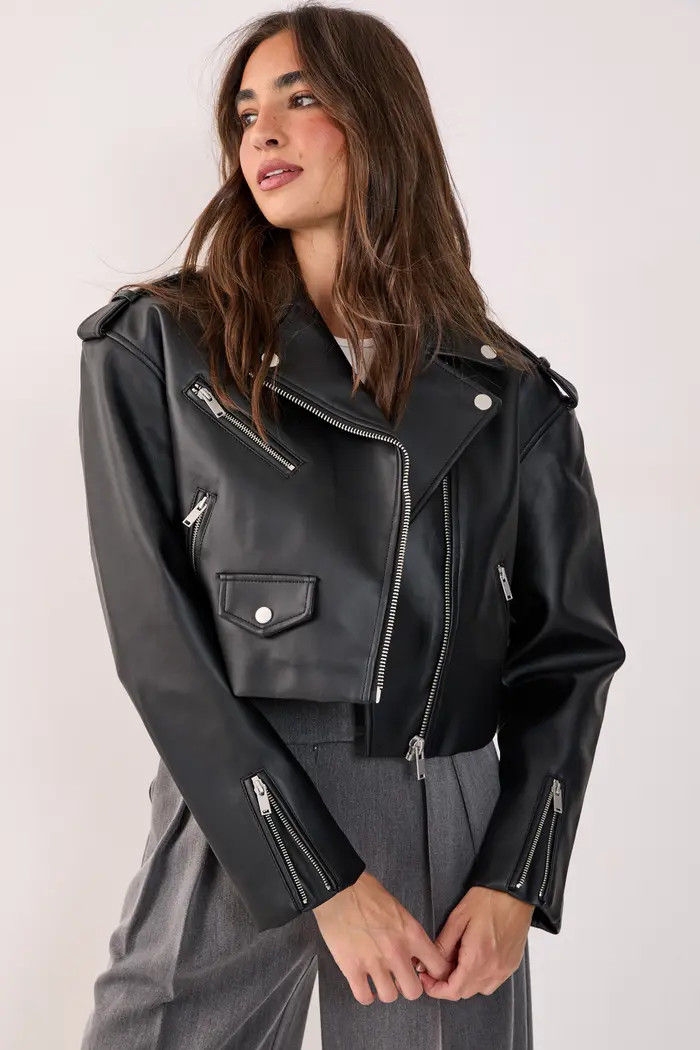 NASTY GAL Faux Leather Boxy Biker | Nordstrom | Nordstrom