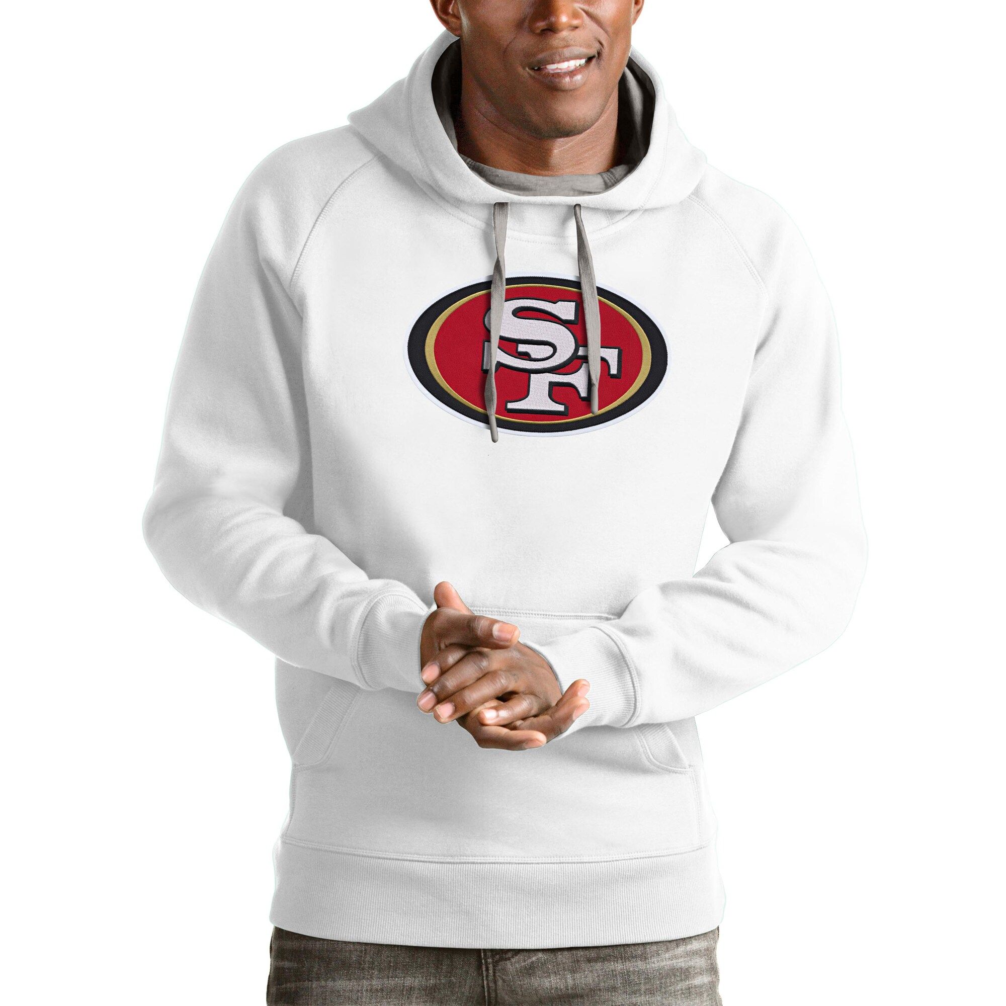 San Francisco 49ers Antigua Victory Pullover Hoodie - White | Lids