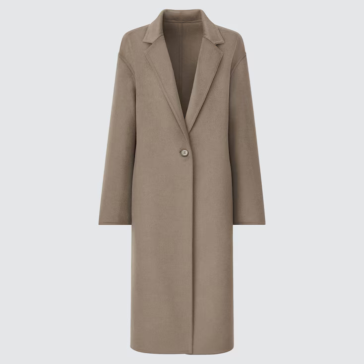 UNIQLO Women's Double Face Chester Long Coat, Khaki, M | UNIQLO (US)