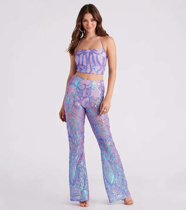 Glitzy Night Out Sequin Flare Pants | Windsor Stores