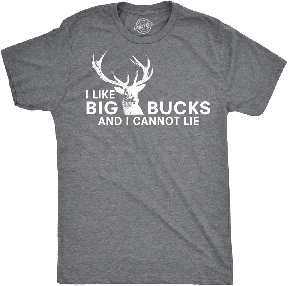 Crazy Dog Mens I Like Big Bucks and I Cannot Lie T Shirt Funny Hunting Tee | Amazon (US)