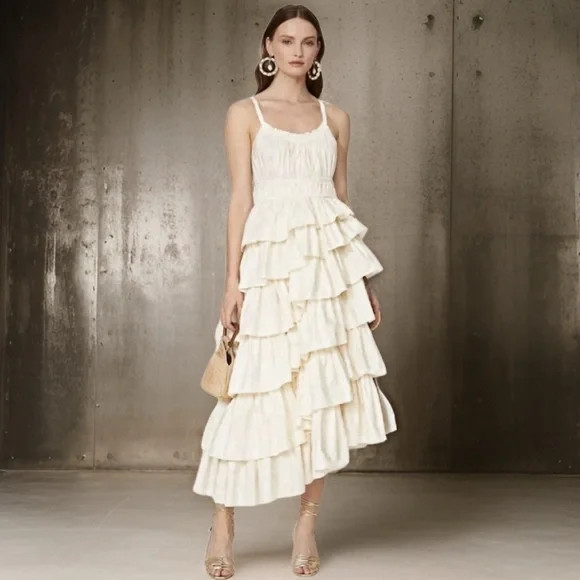 ULLA JOHNSON Estela Tiered Ruffled Dress | Poshmark